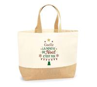 Planetee Cabas jute Gaelle Magie de noël Sapin - Sac de course - Secret santa Cadeau Noël Humour Insolite Collègue