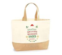 Planetee Cabas jute Jonathan Liste des enfants sages - Sac de course - Secret santa Cadeau Noël Humour Insolite Collègue