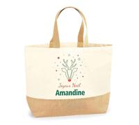 Planetee Cabas jute Joyeux noël Amandine Cerf - Sac de course - Secret santa Cadeau Noël Humour Insolite Collègue