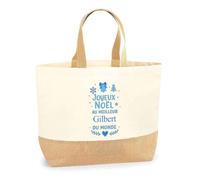 Planetee Cabas jute Joyeux noël au meilleur Gilbert - Sac de course - Secret santa Cadeau Noël Humour Insolite Collègue