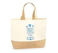 Planetee Cabas jute Joyeux noël au meilleur Papi - Sac de course - Secret santa Cadeau Noël Humour Insolite Collègue
