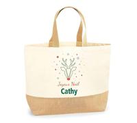 Planetee Cabas jute Joyeux noël Cathy Cerf - Sac de course - Secret santa Cadeau Noël Humour Insolite Collègue