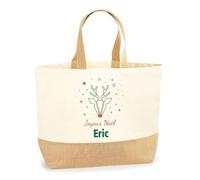 Planetee Cabas jute Joyeux noël Eric Cerf - Sac de course - Secret santa Cadeau Noël Humour Insolite Collègue