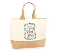 Planetee Cabas jute Laurence Magie de noël Rectangle - Sac de course - Secret santa Cadeau Noël Humour Insolite Collègue