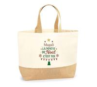 Planetee Cabas jute Magali Magie de noël Sapin - Sac de course - Secret santa Cadeau Noël Humour Insolite Collègue