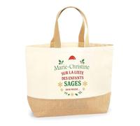 Planetee Cabas jute Marie-Christine Liste des enfants sages - Sac de course - Secret santa Cadeau Noël Humour Insolite Collègue
