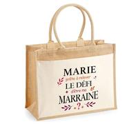 Planetee Cabas jute Marie Défi Marraine 1 Cadeau annonce Grossesse Surprise