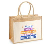 Planetee Cabas jute Marie Défi Marraine 2 Cadeau annonce Grossesse Surprise