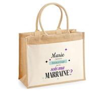 Planetee Cabas jute Marie sois ma Marraine Cadeau annonce Grossesse Surprise