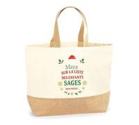 Planetee Cabas jute Maya Liste des enfants sages - Sac de course - Secret santa Cadeau Noël Humour Insolite Collègue