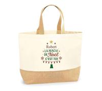 Planetee Cabas jute Robert Magie de noël Sapin - Sac de course - Secret santa Cadeau Noël Humour Insolite Collègue