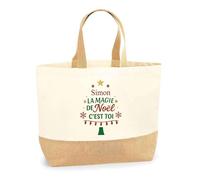 Planetee Cabas jute Simon Magie de noël Sapin - Sac de course - Secret santa Cadeau Noël Humour Insolite Collègue