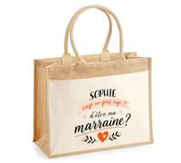 Planetee Cabas jute Sophie cap d'être ma marraine 2 Cadeau annonce Grossesse Surprise