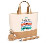 Planetee Cadeau Archiviste métier vocation | Coffret Kit Remerciement Femme Sac en Jute avec Porte-clés et Stylo Gravé