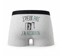 Planetee Caleçon Accordeon - Humour Boxer Gris Idée Cadeau Passion - Taille L