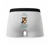 Planetee Caleçon Alice la Plus Chouette - Humour Boxer Gris Idée Cadeau - Taille L