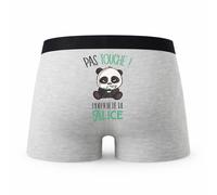 Planetee Caleçon Alice Pas Touche Panda - Humour Boxer Gris Idée Cadeau - Taille XXL