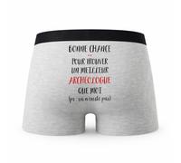 Planetee Caleçon Archeologue ça n'existe Pas Homme - Humour Boxer Gris Idée Cadeau - Taille S