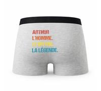 Planetee Caleçon Arthur Mythe Légende Vintage - Humour Boxer Gris Idée Cadeau - Taille L