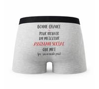 Planetee Caleçon Assistant Social ça n'existe Pas Homme - Humour Boxer Gris Idée Cadeau - Taille S