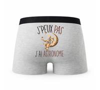 Planetee Caleçon Astronomie - Humour Boxer Gris Idée Cadeau Passion - Taille L