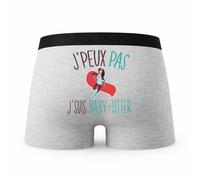 Planetee Caleçon Baby Sitter - Humour Boxer Gris Idée Cadeau Passion - Taille S
