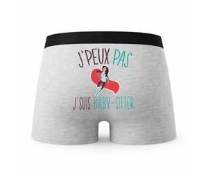 Planetee Caleçon Baby Sitter - Humour Boxer Gris Idée Cadeau Passion - Taille XXL