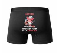Planetee Caleçon Bastien Maitre du Feu et de la Chipolata - Humour Boxer Coton Idée Cadeau BBQ - Taille L