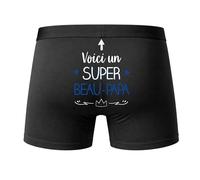 Planetee Caleçon Beau-Papa Super Taille M - Dos - Humour Boxer Coton Motif Métier Idée Cadeau Anniversaire Noël Homme