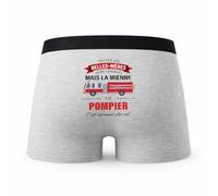Planetee Caleçon Belles-Meres Pompier - Humour Boxer Gris Idée Cadeau Fête des Pères - Taille XL