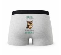 Planetee Caleçon Brigitte la Plus Chouette - Humour Boxer Gris Idée Cadeau - Taille M