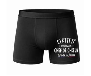Planetee Caleçon Certifié Meilleur Chef de chœur Taille XL - Face - Humour Boxer Coton Motif Métier Idée Cadeau Anniversaire Noël Homme