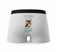 Planetee Caleçon Cette Chimiste Caractère de Cochon - Humour Boxer Gris Idée Cadeau - Taille S