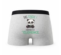 Planetee Caleçon Clemence Pas Touche Panda - Humour Boxer Gris Idée Cadeau - Taille XL