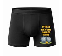 Planetee Caleçon Cyrille en à Une sacrée Paire Taille S - Face - Humour Boxer Coton Motif Métier Idée Cadeau Anniversaire Noël Homme