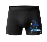 Planetee Caleçon Cyrille en Vacances Taille L - Face - Humour Boxer Coton Motif Métier Idée Cadeau Anniversaire Noël Homme