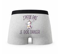 Planetee Caleçon Danse Danser Licorne - Humour Boxer Gris Idée Cadeau Passion - Taille S