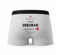 Planetee Caleçon Deborah d'amour - Humour Boxer Gris Idée Cadeau - Taille M