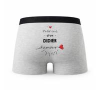 Planetee Caleçon Didier d'amour - Humour Boxer Gris Idée Cadeau