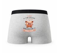 Planetee Caleçon Djibril Caractère de Cochon - Humour Boxer Gris Idée Cadeau - Taille M