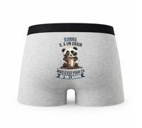 Planetee Caleçon Djibril Panda Grain - Humour Boxer Gris Idée Cadeau - Taille L