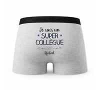 Planetee Caleçon Djibril Un Super Collègue - Humour Boxer Gris Idée Cadeau - Taille XXL