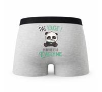 Planetee Caleçon Evelyne Pas Touche Panda - Humour Boxer Gris Idée Cadeau - Taille M