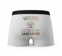 Planetee Caleçon Genealogie - Humour Boxer Gris Idée Cadeau Passion - Taille S