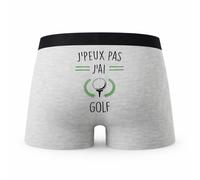 Planetee Caleçon Golf 2 - Humour Boxer Gris Idée Cadeau Passion - Taille L