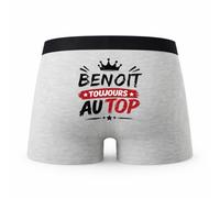 Planetee Caleçon Gris Benoit Toujours au Top Taille L - Dos - Humour Boxer Coton Motif Métier Idée Cadeau Anniversaire Noël Homme