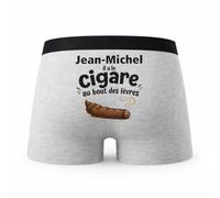 Planetee Caleçon Gris Jean-Michel au Bout des levres Taille L - Dos - Humour Boxer Coton Motif Métier Idée Cadeau Anniversaire Noël Homme