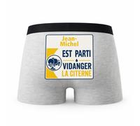 Planetee Caleçon Gris Jean-Michel Vidanger la citerne Taille L - Dos - Humour Boxer Coton Motif Métier Idée Cadeau Anniversaire Noël Homme