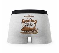 Planetee Caleçon Gris Le Chocolatier en Bout de Piste Taille L - Dos - Humour Boxer Coton Motif Métier Idée Cadeau Anniversaire Noël Homme