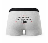Planetee Caleçon Gris Les Fesses a claques de Tim Taille S - Dos - Humour Boxer Coton Motif Métier Idée Cadeau Anniversaire Noël Homme